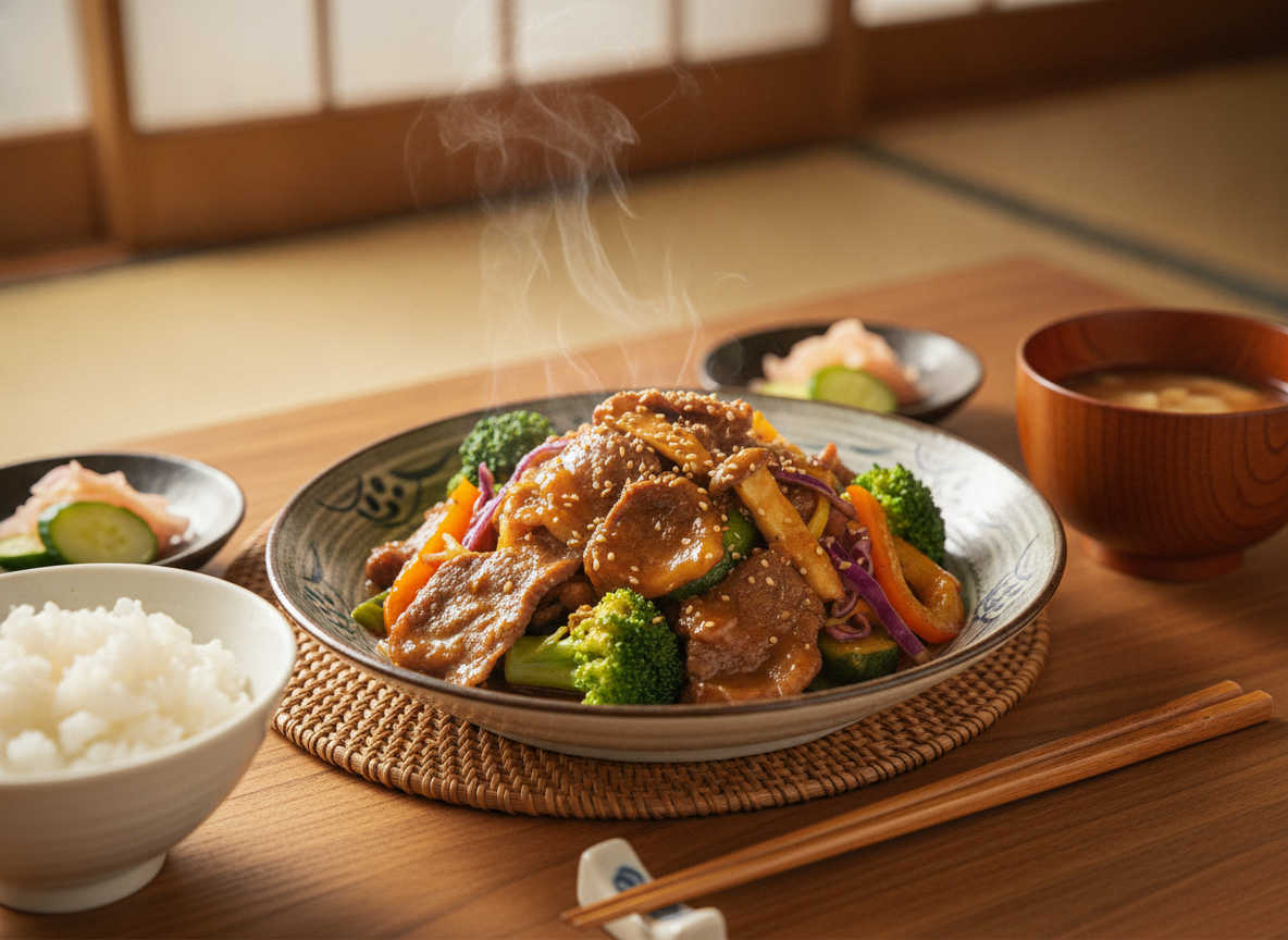 野菜たっぷり牛肉炒め