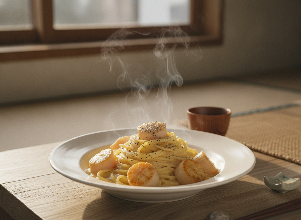 ホタテのクリームパスタ